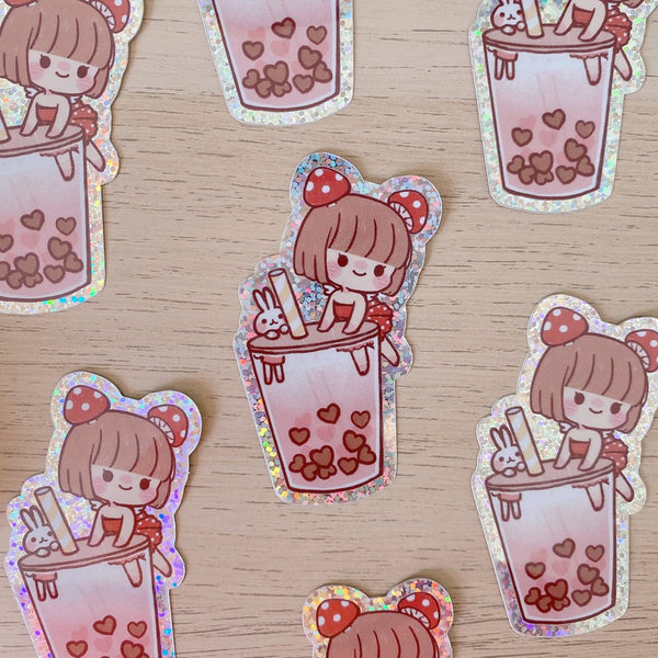 Pastel Kawaii Girls, Cute Stickers, Bubble Tea Stickers, Kawaii