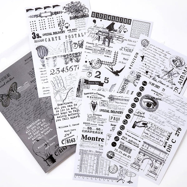 10 PCS Vintage Newspaper Parchment Paper Stickers BRAND NEW 