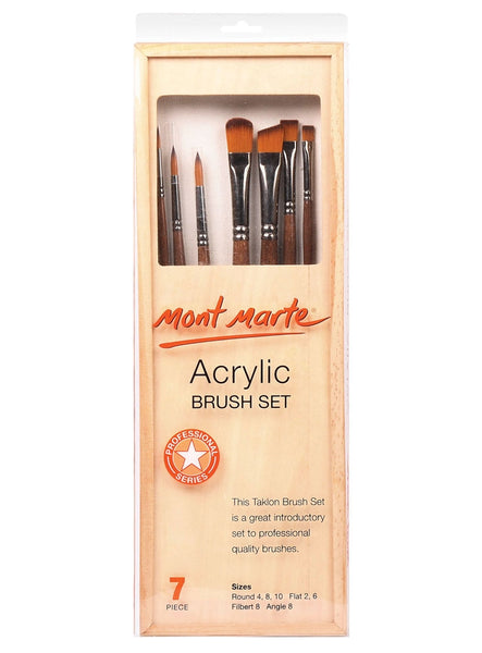 Mont Marte Art Paint Brushes Set for Painting, 10 Variety of Brushes Types  for Class, Kids, Artists- Nice Art Brushes for Acrylic Painting