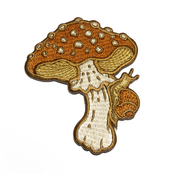 Mushroom and Snail Embroidered Iron on Patch