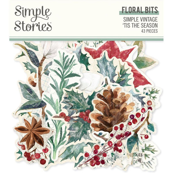 Troqueles 'Tis The Season Bits &amp; Pieces, paquete de 43, diseño floral 