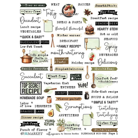 Cottagecore, Kitchen Edition Rub-On Transfer Set 6"X8"