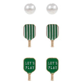 Enamel Pickleball Themed Stud Earring Set