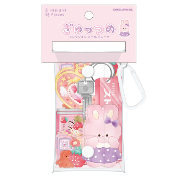 Pink Bunny Flake Sticker Keychain - Gyutsume