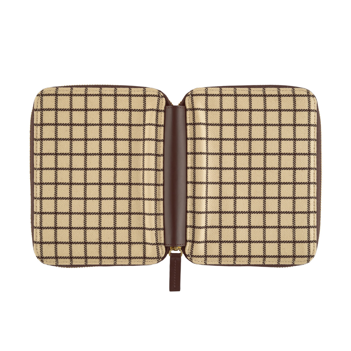 Hobonichi 2025 A6 Funda tensa con cremallera (Café au Lait Plaid)