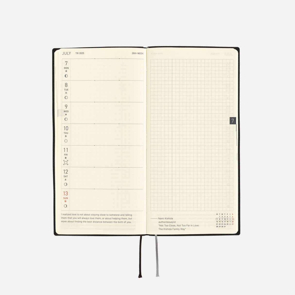 Hobonichi 2025 Weeks White Line Black