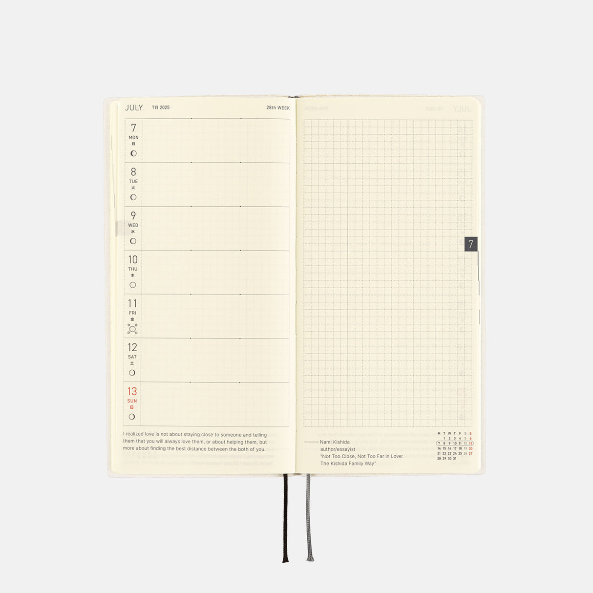 Hobonichi 2025 Weeks White Line Ivory