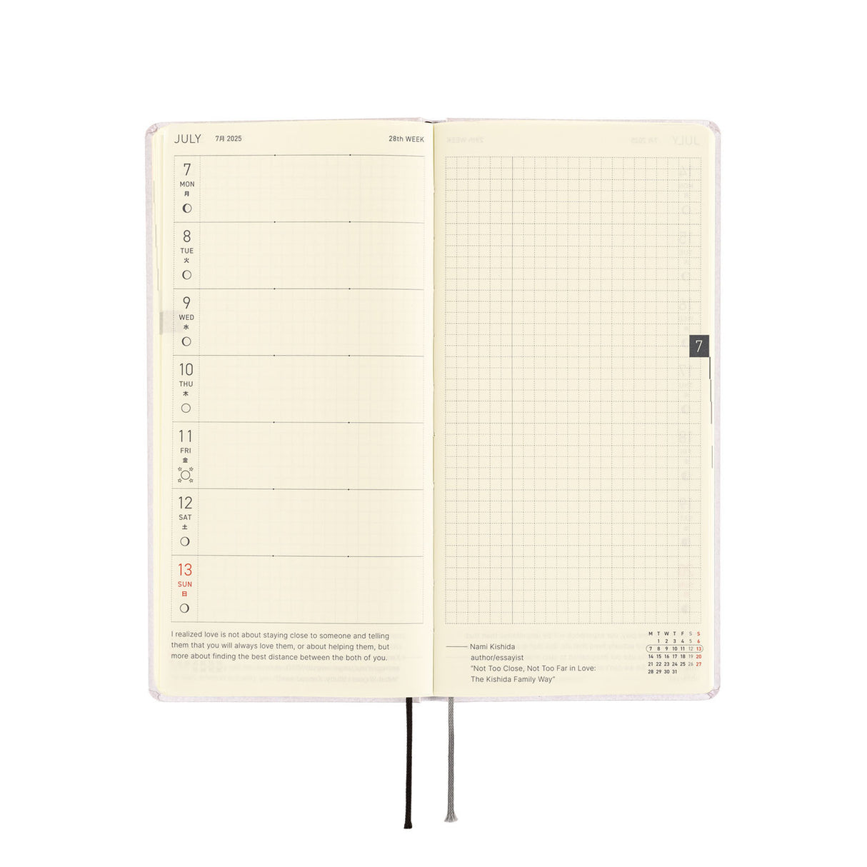 Serie de papeles de la semana 2025 de Hobonichi, blanco platino