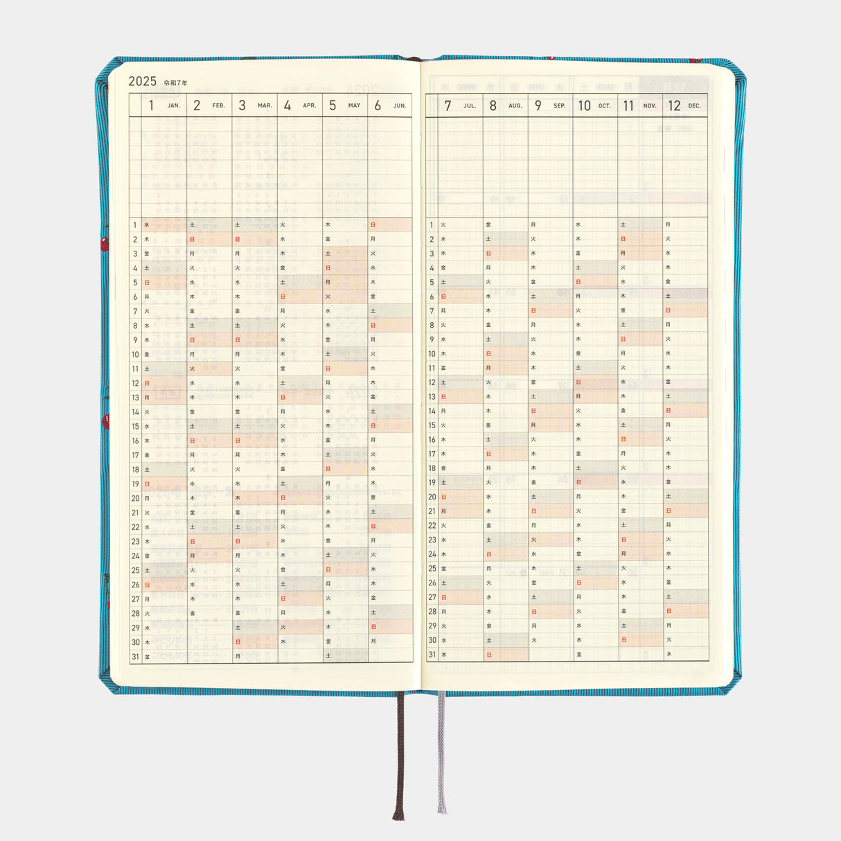 Hobonichi 2025 Semanas Mega Lazo y Corbata Cereza