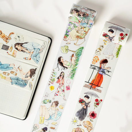 Pre-cut Leisurely Days Wide Washi / PET Tape