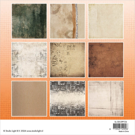 N.º 136, Bloc de papel vintage grunge de 8" x 8" 