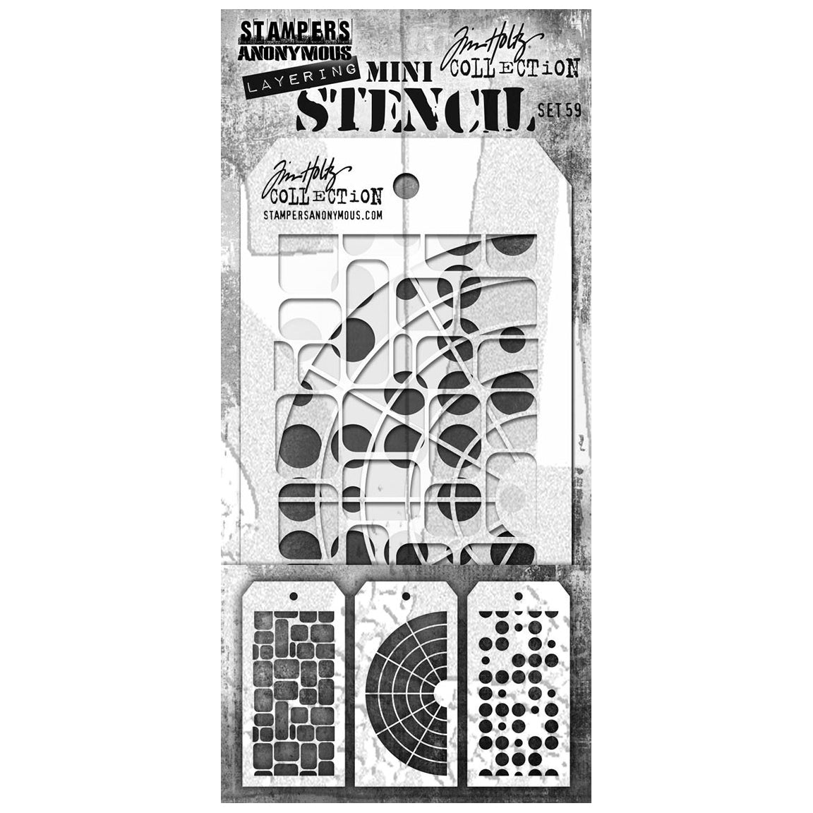 Juego de plantillas en capas pequeñas de Tim Holtz, paquete de 3, n.º 59