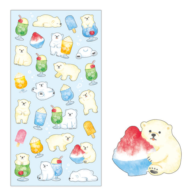 Mind Wave Sticker Japanese Polar Bear & Sweets Sticker, made in Japan.