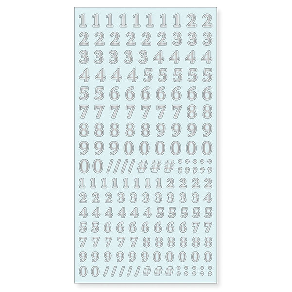 Silver Number Stickers