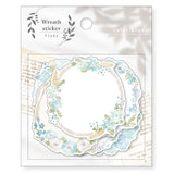 Blue Floral Wreath Flake Sticker