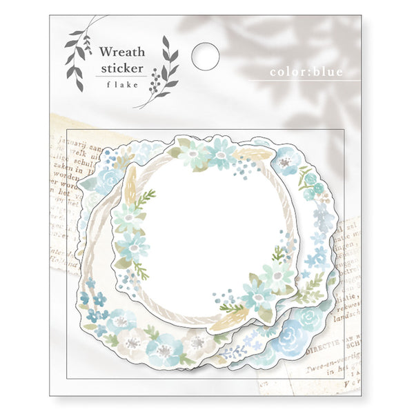 Blue Floral Wreath Flake Sticker