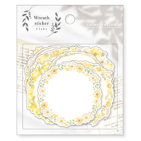 Yellow Floral Wreath Flake Sticker