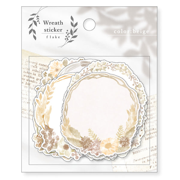 Beige Floral Wreath Flake Sticker