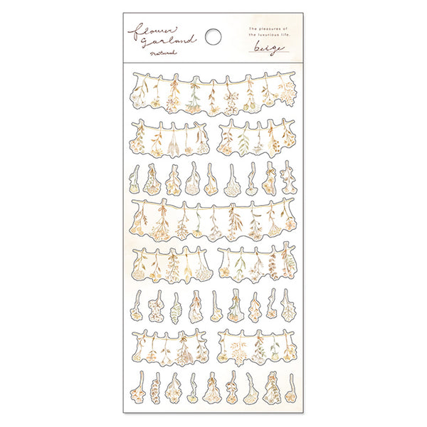 Flower Garland Sticker Sheet Beige