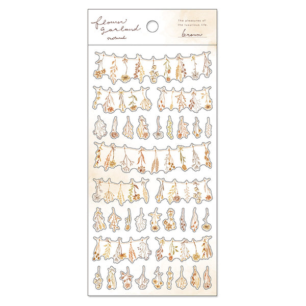 Flower Garland Sticker Sheet Brown