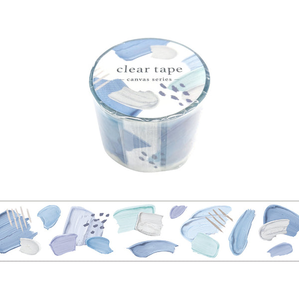 Canvas Pattern Blue Clear PET Tape