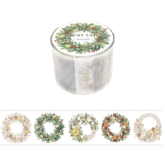 Christmas Wreaths Clear PET Washi Tape Gold Foil Mind Wave