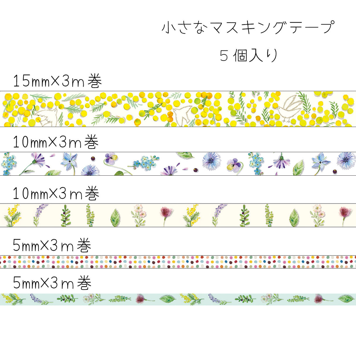 Botanical Garden Mini Washi Matchbox (5 rolls)