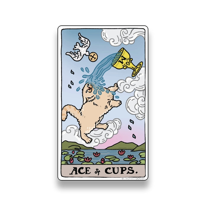 Ace of Cups Tarot Cat Meme Stickers (Major Arcana)