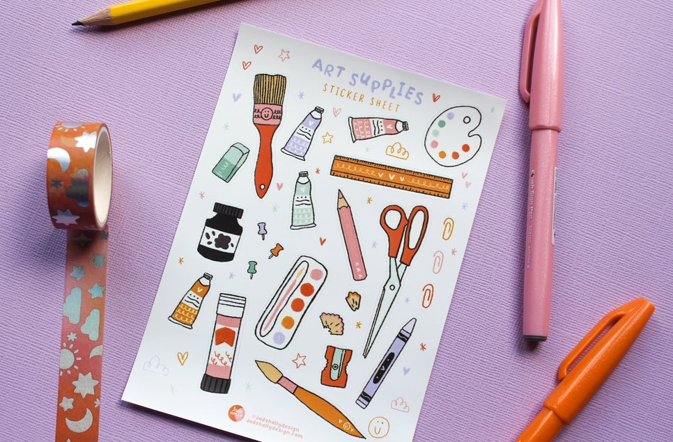 Art Supplies Sticker Sheet