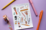 Art Supplies Sticker Sheet