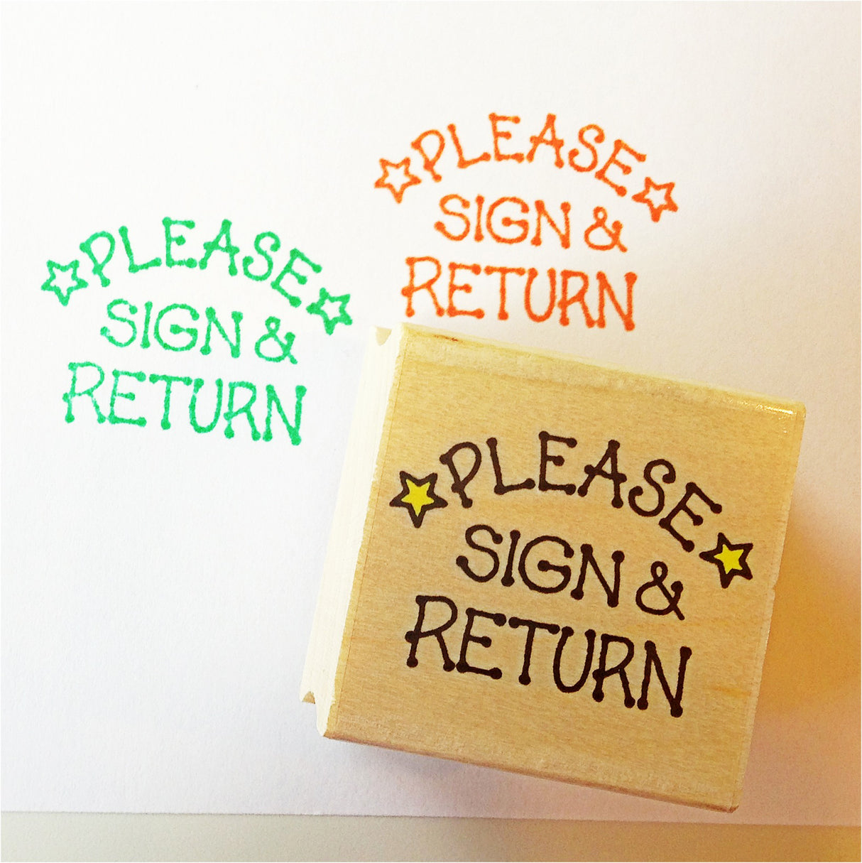 Please Sign and Return Stars Rubber Stamp