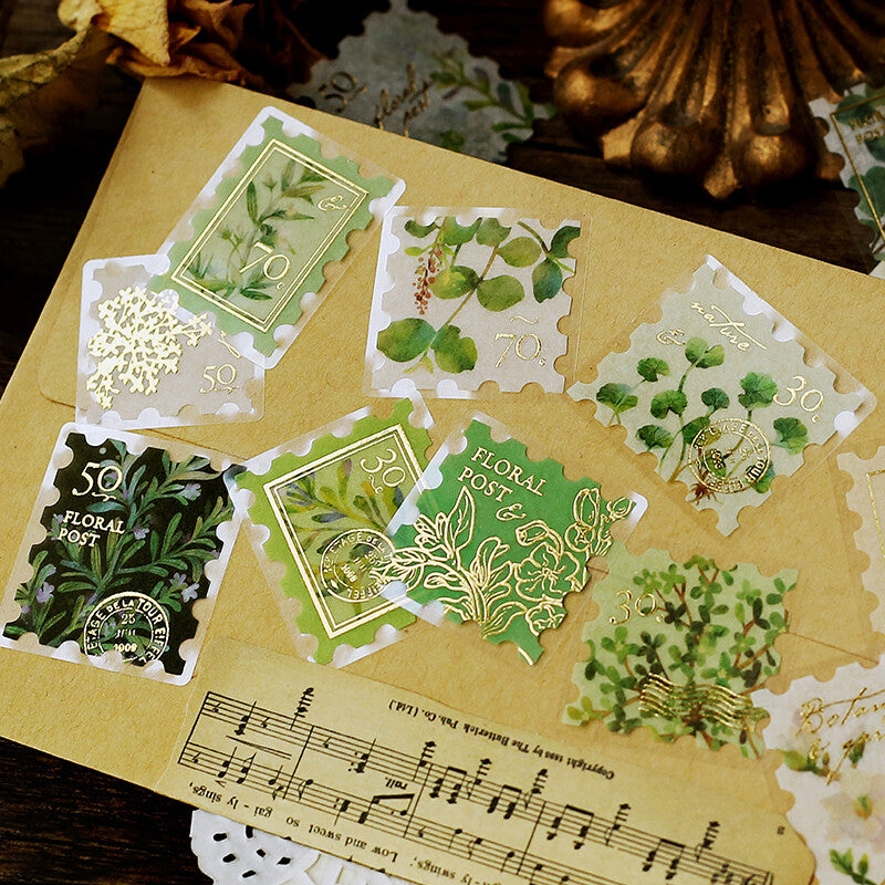 BGM Post Office Botanical Illustrated Book Green Flake Sticker