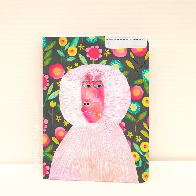 Cuaderno floral de babuino tamaño A5 