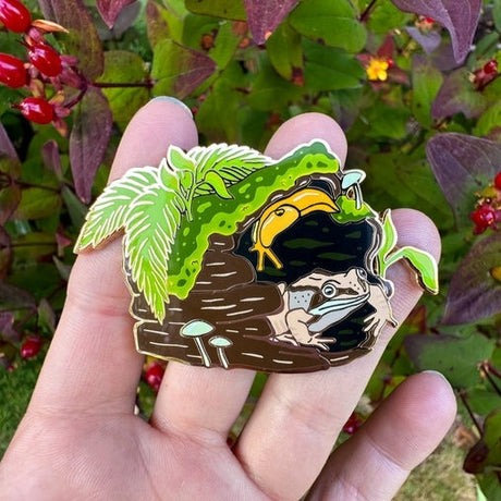 Banana Slug & Wood Frog Enamel Pin - 25% To Charity