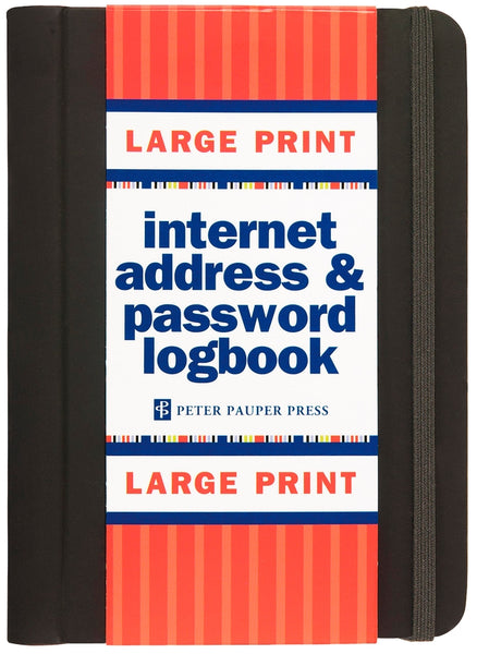 Black Large Print Internet Address & Password Logbook