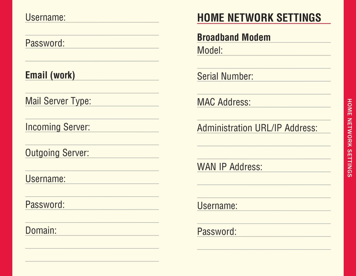 Black Large Print Internet Address & Password Logbook