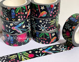 Black Spring Floral Washi Tape