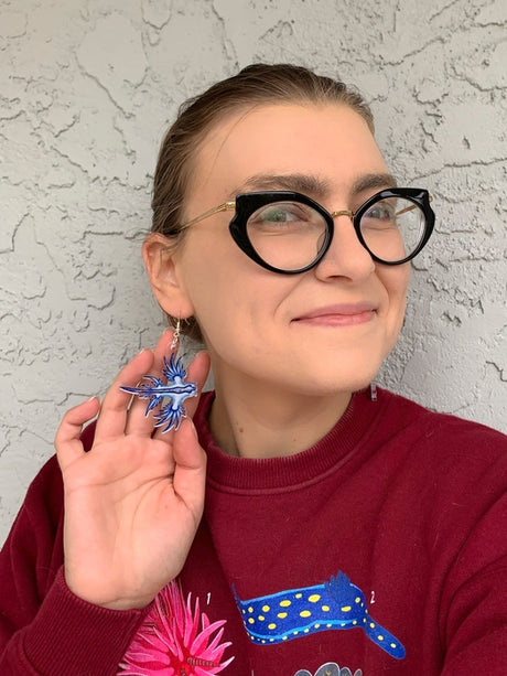 Blue Dragon Nudibranch Earrings (Acrylic)