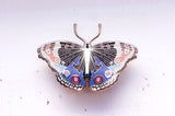 Pin de esmalte con forma de mariposa de pensamiento azul (Junonia orithya)