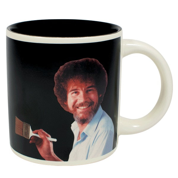 Taza de café que cambia de temperatura con el arte de Bob Ross