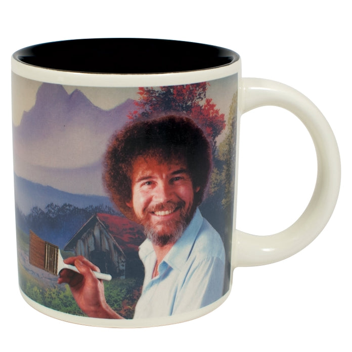 Taza de café que cambia de temperatura con el arte de Bob Ross