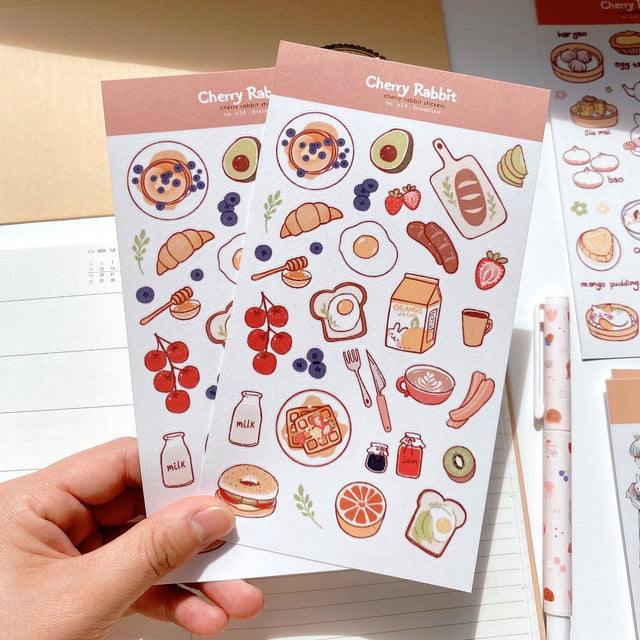 Breakfast Sticker Sheet Cherry Rabbit