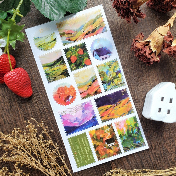 Breathtaking Countryside Stamps Sticker Sheet