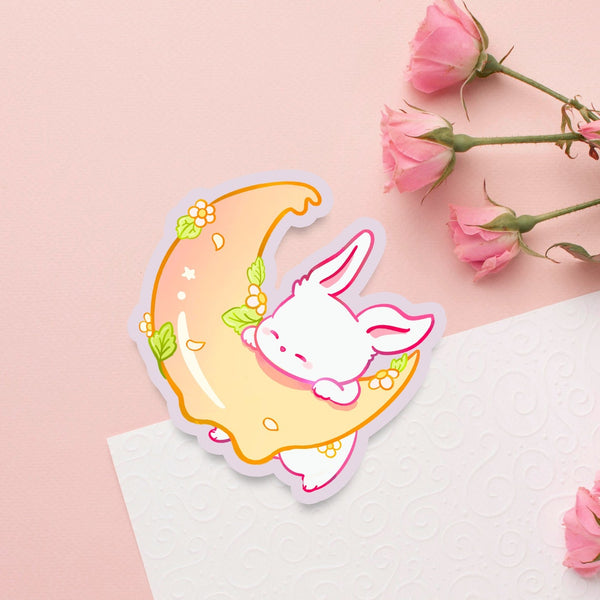 Bunny Melting Moon Sticker