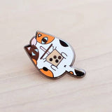 Calico Cat and Bubble Tea Enamel Pin