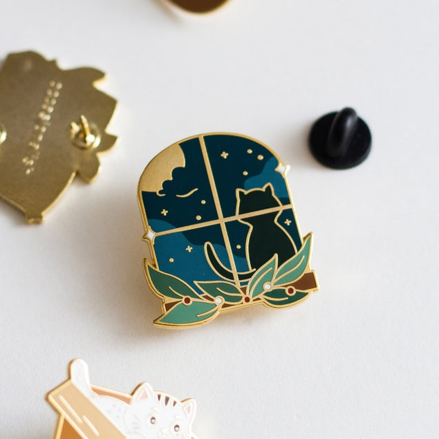 Cat Window Enamel Pin