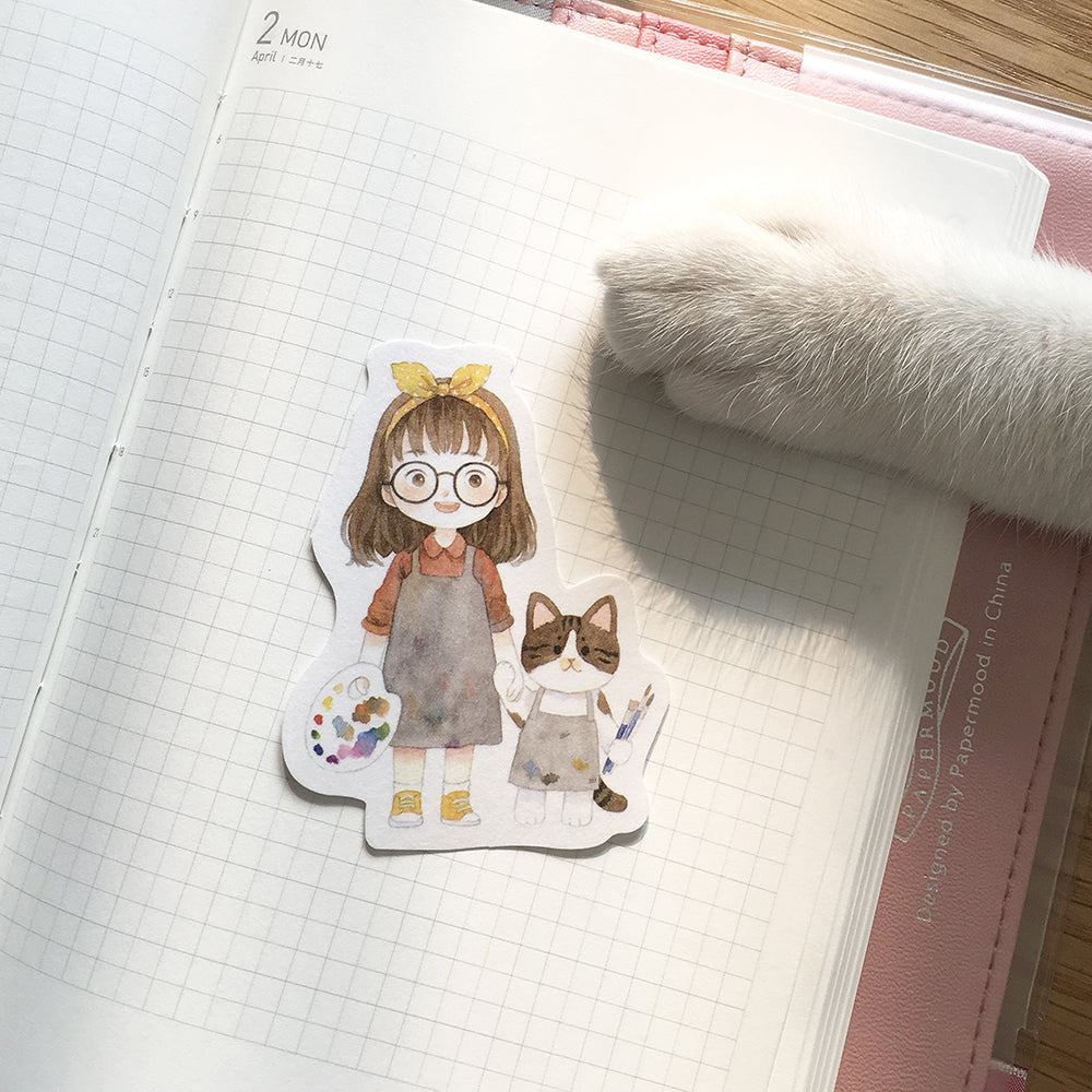 Cat & Me Girl Flake Sticker (20pcs)