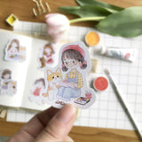 Cat & Me Girl Flake Sticker (20pcs)