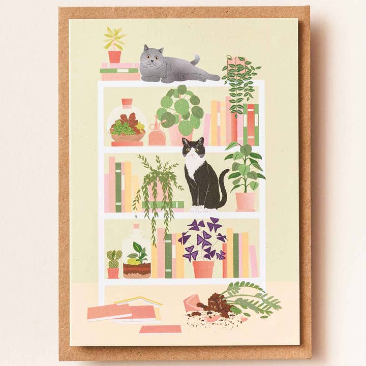 Cats On the Shelf Greeting Card