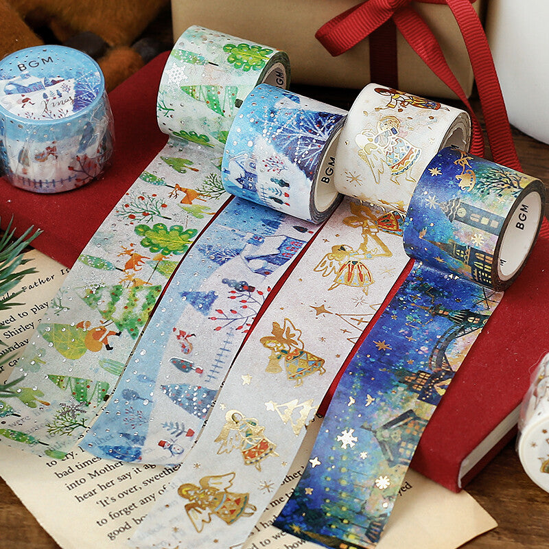 Cinta washi con motivos de bosque navideño